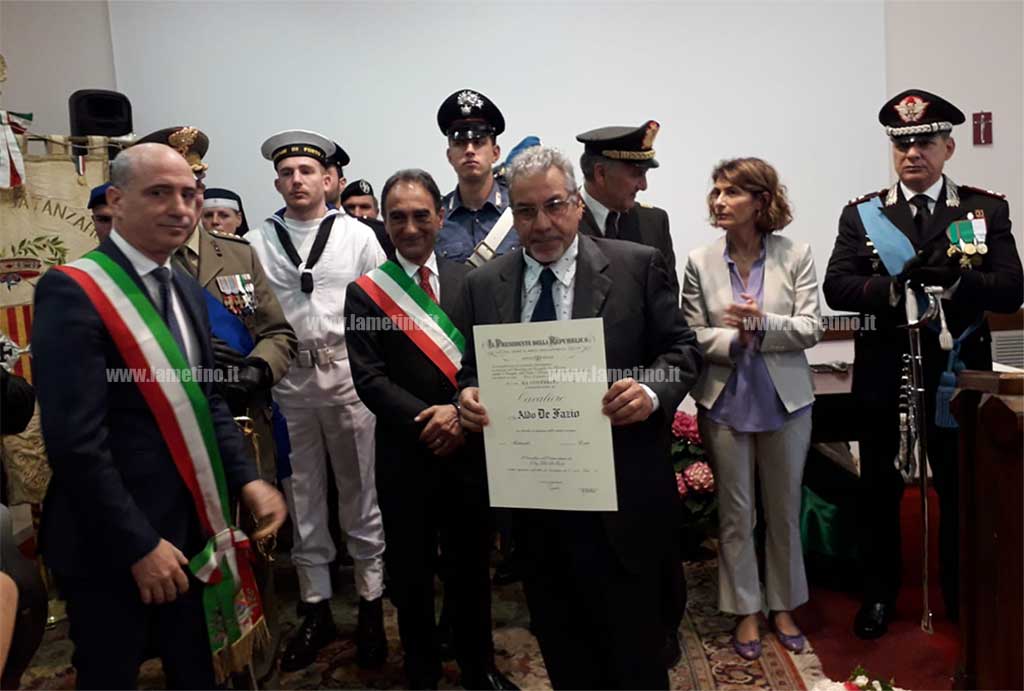 Festa 2 giugno, onorificenza al Merito della Repubblica per il lametino Aldo De Fazio