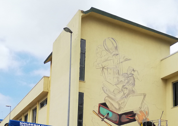 Lamezia, terza giornata dell’Open Air Art: realizzato dipinto sulla facciata esterna dell’Ic Manzoni Augruso