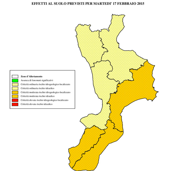 Calabria: maltempo, allerta per temporali e venti forti