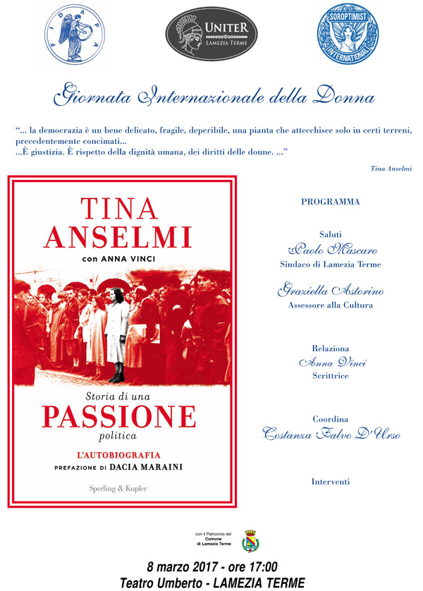 Lamezia: l’8 marzo incontro su Tina Anselmi, prima ministra donna in Italia 