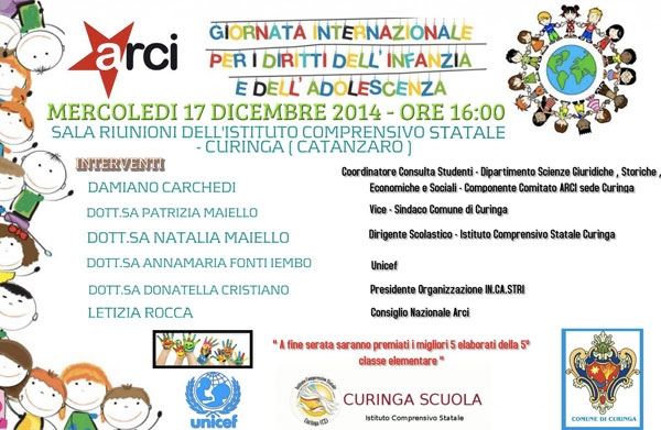 Calabria: Circolo Arci Curinga, mercoledì 17 “giornata internazionale dei diritti sull’infanzia”