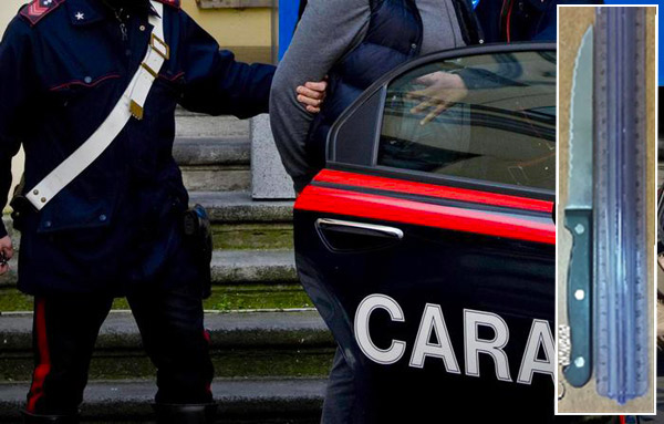Punta coltello alla gola della madre e figlia 15enne chiama i carabinieri, arrestato 38enne a Catanzaro