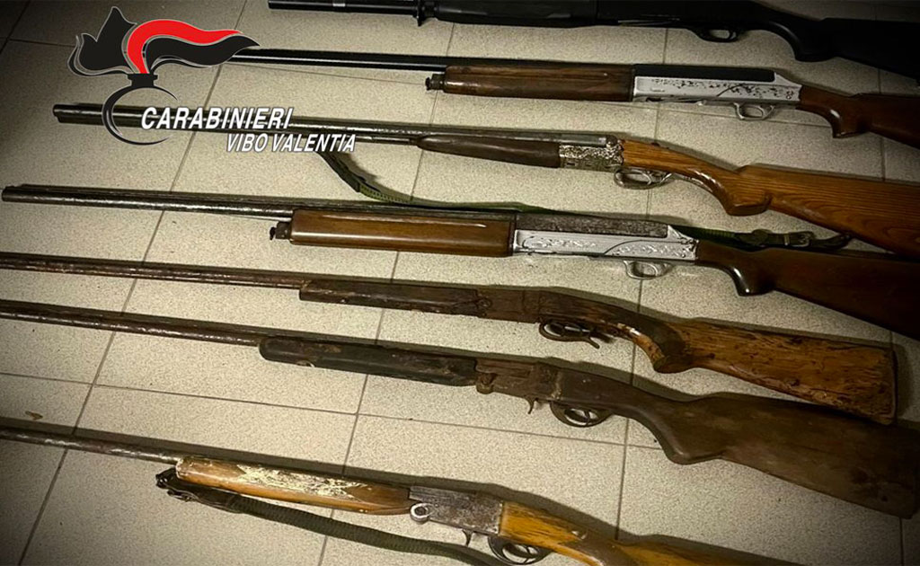 Arsenale scoperto nel Vibonese, trovati sette fucili e tre pistole: 2 arresti 