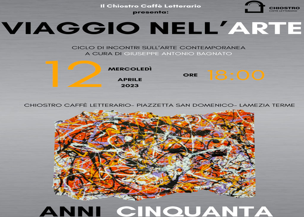 Lamezia, incontro "Viaggio nell'arte: gli anni '50" il 12 aprile al Chiostro Caffè Letterario