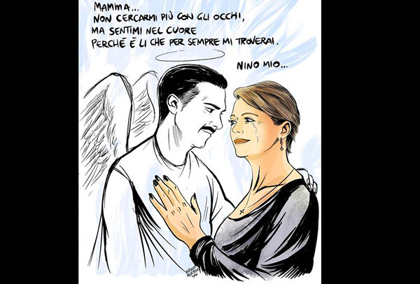 Morto in esplosione cascina nell’alessandrino, artista reggino dona disegno a madre del vigile del fuoco