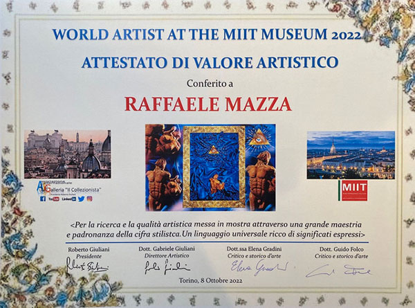 L’artista lametino Mazza riceve a Torino 'Attestato di valore artistico'