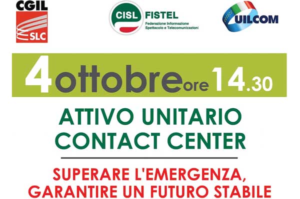 A Lamezia l'attivo unitario sui contact center con le sigle sindacali il 4 ottobre 