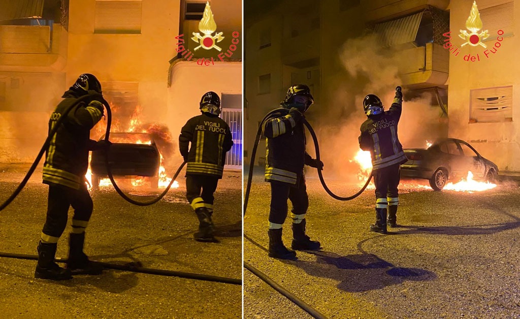 Lamezia, auto in fiamme nella notte in via d’Ippolito