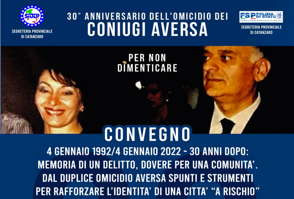Lamezia, trent’anni dall’omicidio dei coniugi Aversa: l'11 febbraio convegno al teatro Grandinetti