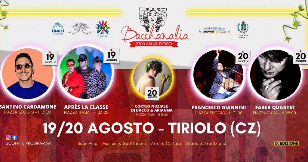 Ritorna "Bacchanalia" a Tiriolo: il 19 e 20 agosto tra storia, cultura e musica 