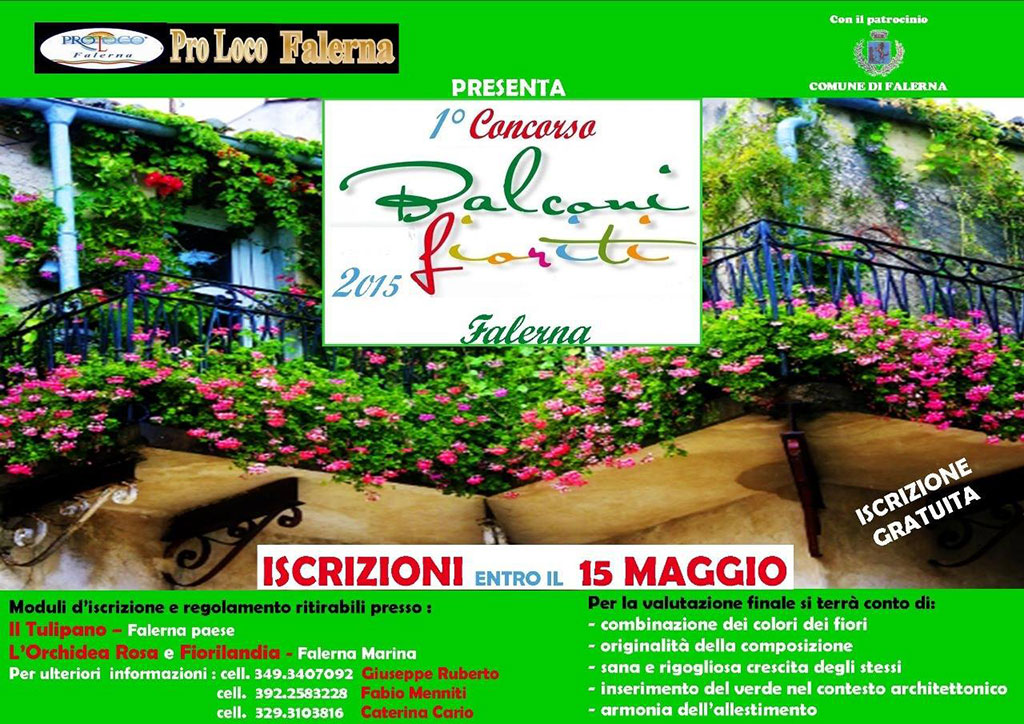 Pro Loco Falerna indice primo concorso “Balconi fioriti”