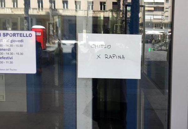 Criminalità, calano rapine alle banche in Calabria
