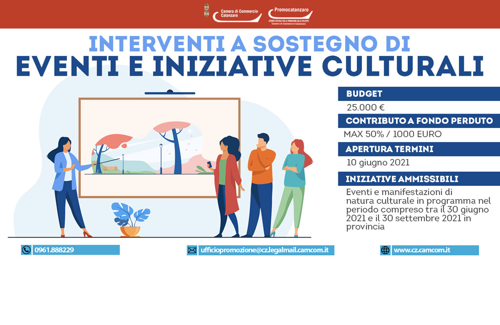 Pubblicato bando Camera Commercio Catanzaro per interventi a sostegno delle attività culturali