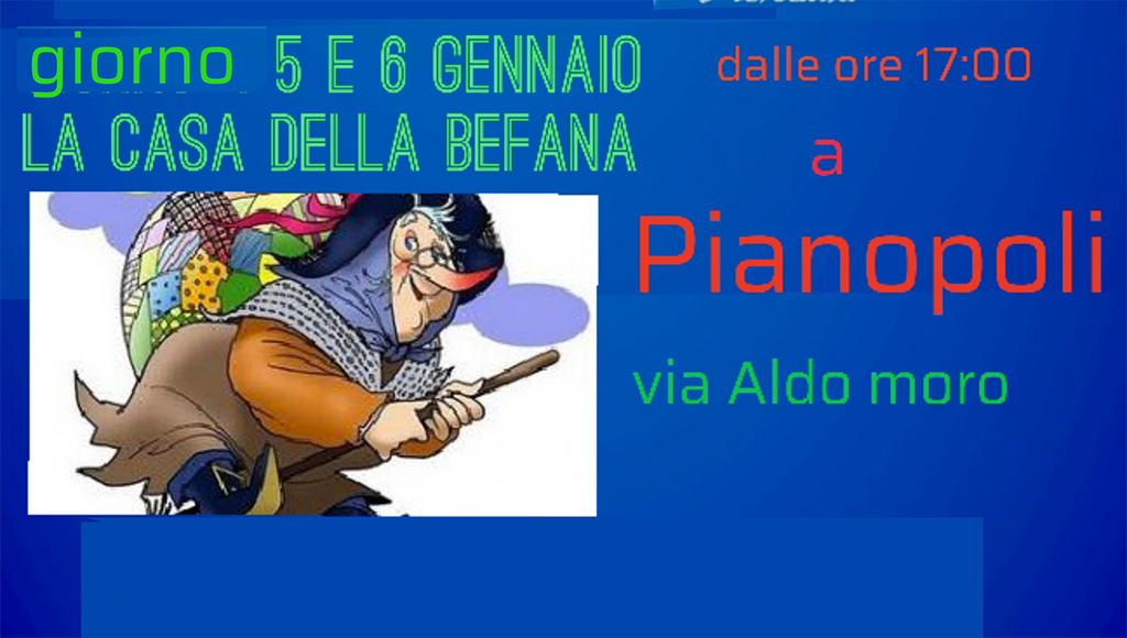 Casetta della befana e villaggio magie di luci a Pianopoli dal 5 gennaio 