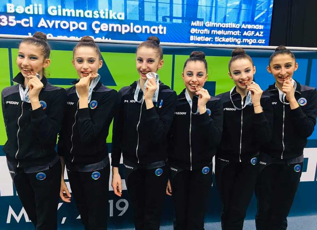 Medaglia di bronzo per la lametina Simona Villella e compagne agli Europei di ginnastica ritmica di Baku