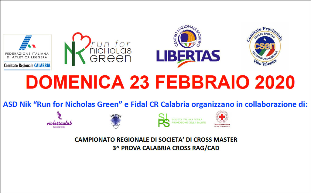 Lamezia, terza prova Campionato regionale società di Cross Master il 23 febbraio