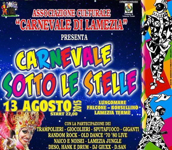 Lamezia: Carnevale sotto le stelle, le iniziative della serata