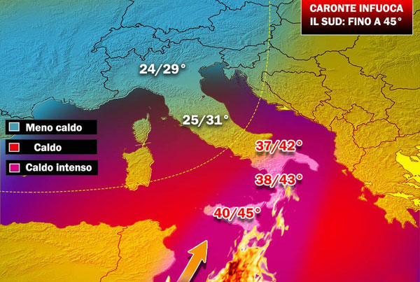 “Caronte” infiamma il Sud: caldo intenso in Calabria, temperature oltre i 40°
