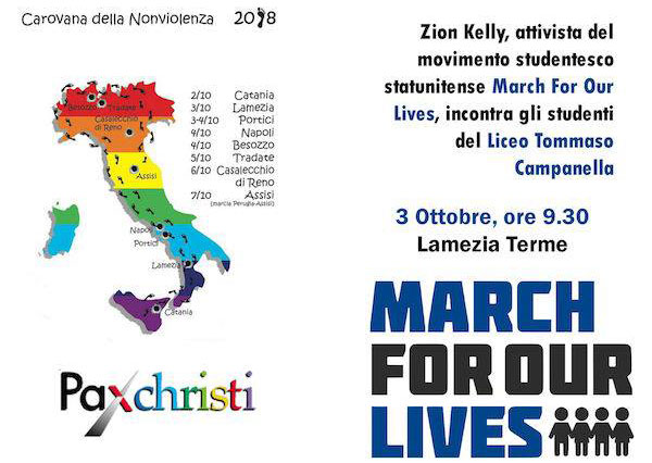Lamezia, il 3 ottobre tappa in città della "Carovana della nonviolenza"