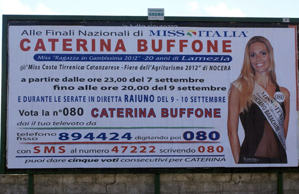 Lamezia: Manifesti per Caterina Buffone e il sogno di Miss Italia