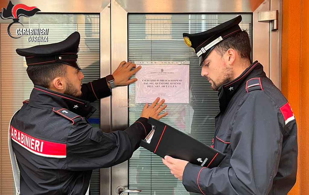 Bar frequentati da pregiudicati, chiusi dai carabinieri nel Cosentino