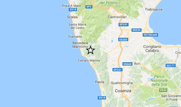 Scossa di terremoto con epicentro a Cetraro, nessun danno