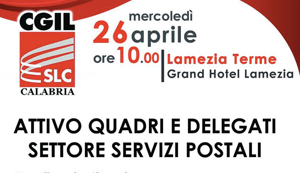 Lamezia, Cgil: riunione del settore servizi postali il 26 aprile