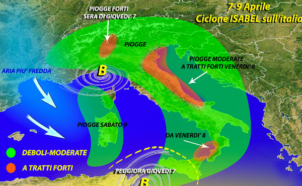 Arriva il ciclone Isabel, temporali e temperature giù di 8 gradi anche in Calabria