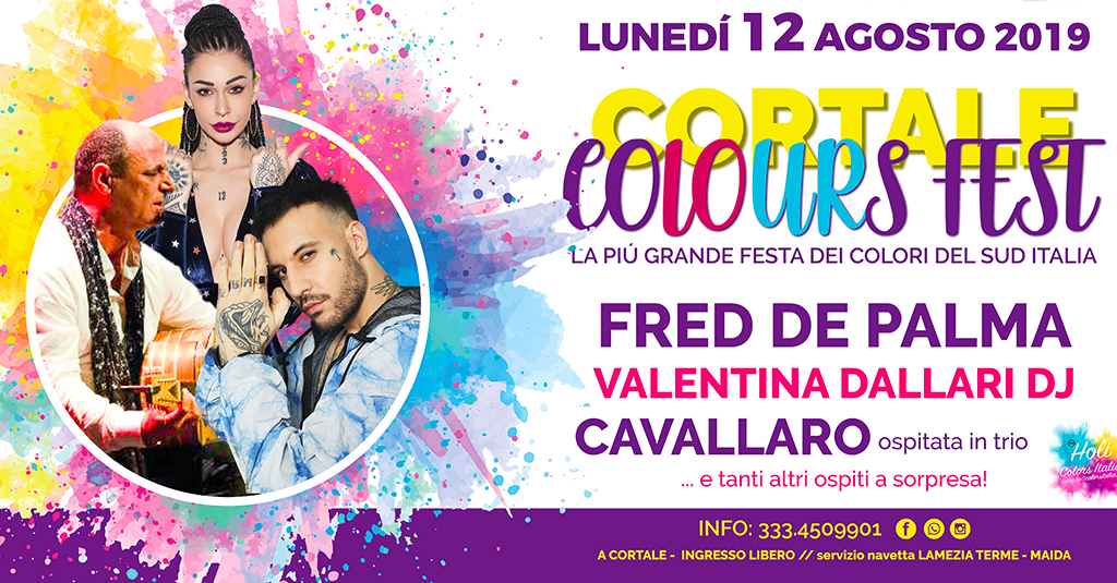 Fred De Palma alla quarta edizione del "Festival dei colori" a Cortale il 12 agosto 