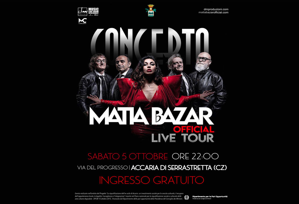 Presentazione progetto "A Serrastretta" e concerto dei Matia Bazar per il finale dell’Accaria Festival