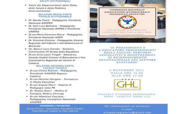 A Lamezia il Congresso nazionale dell'associazione internazionale pedagogisti educatori il 6 novembre