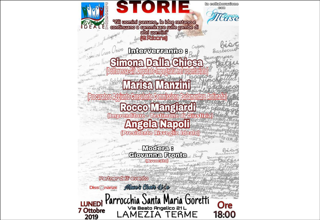 Lamezia, convegno “Storie” il 7 ottobre per dire no alla mafia