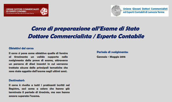 Unione Giovani Commercialisti ed Esperti Contabili di Lamezia, al via corso per Esame di Stato