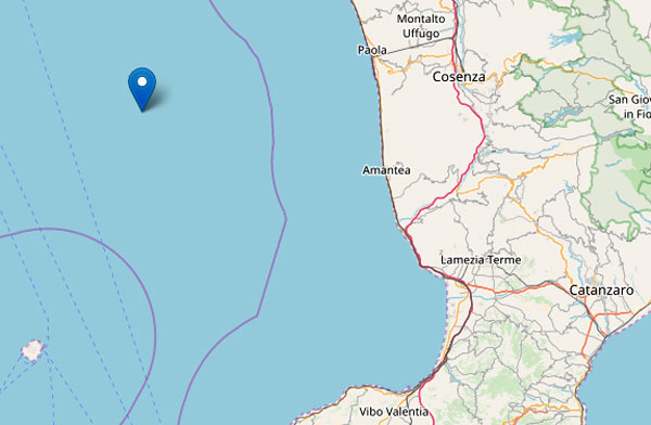 Scossa magnitudo 3.7 nel Tirreno in provincia di Cosenza