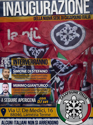 Lamezia: sabato 5 inaugurazione nuova sede Casapound 