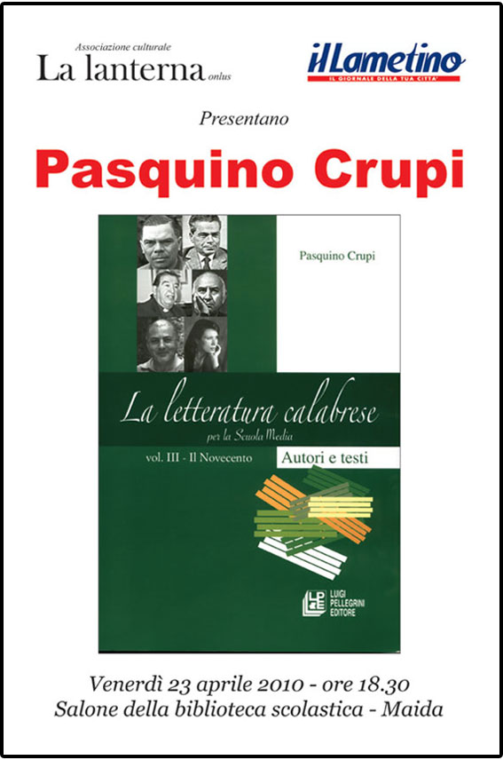 Maida, venerdì 23 aprile presentazione libro di Pasquino Crupi
