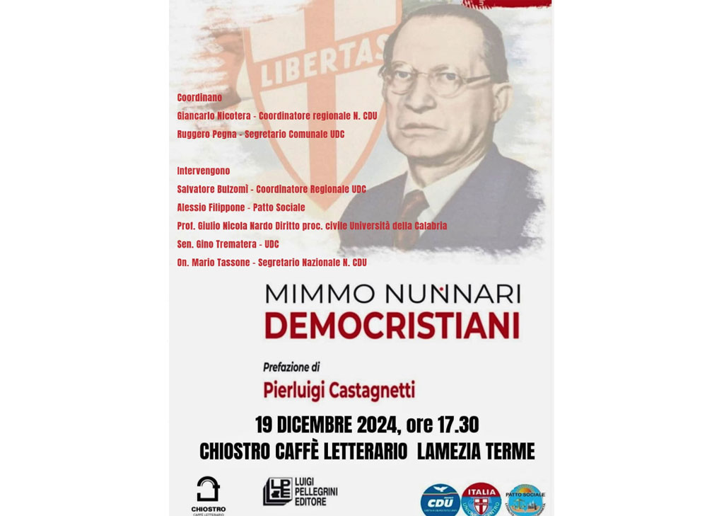 Lamezia, Mimmo Nunnari ripercorre la storia della Democrazia Cristiana il 19 dicembre