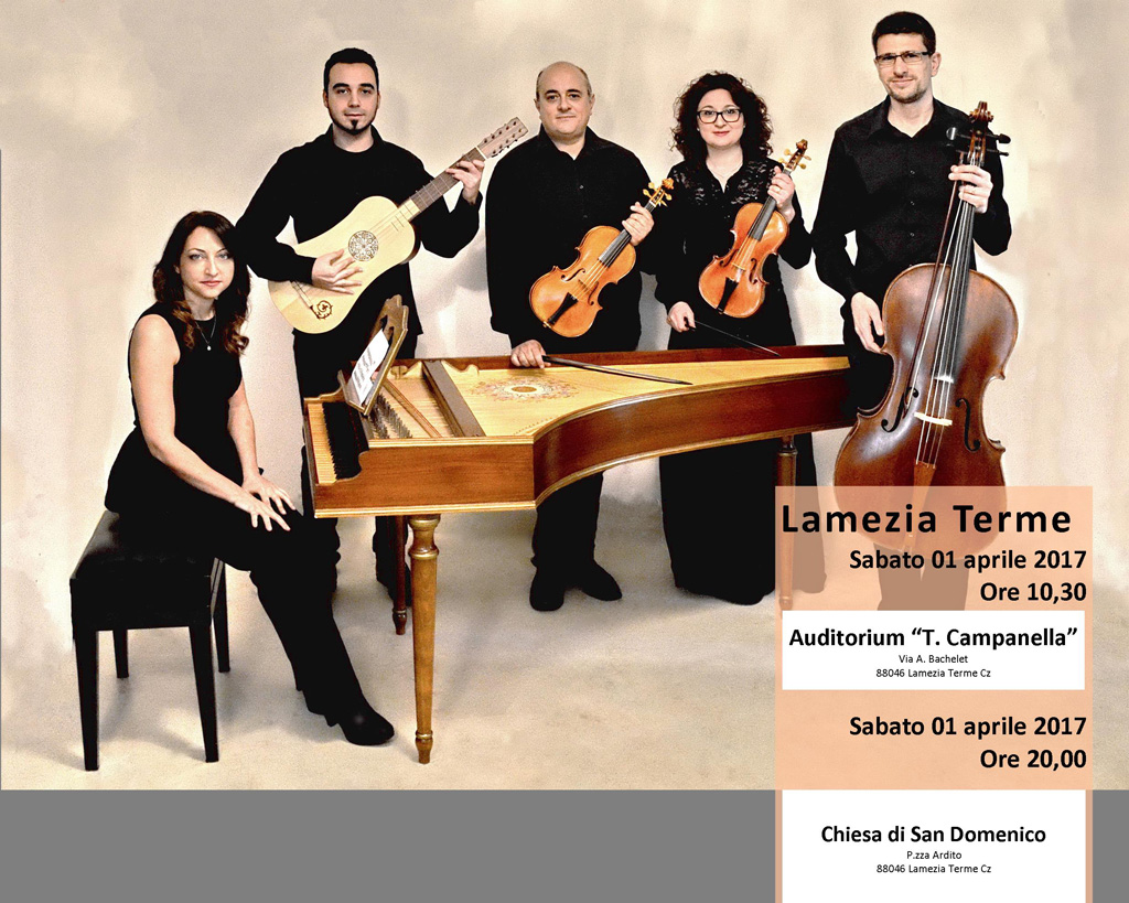 Lamezia, "Prima rassegna di primavera 2017" l’1 aprile in scena l’ensemble barocco 'Armonioso Concenti'
