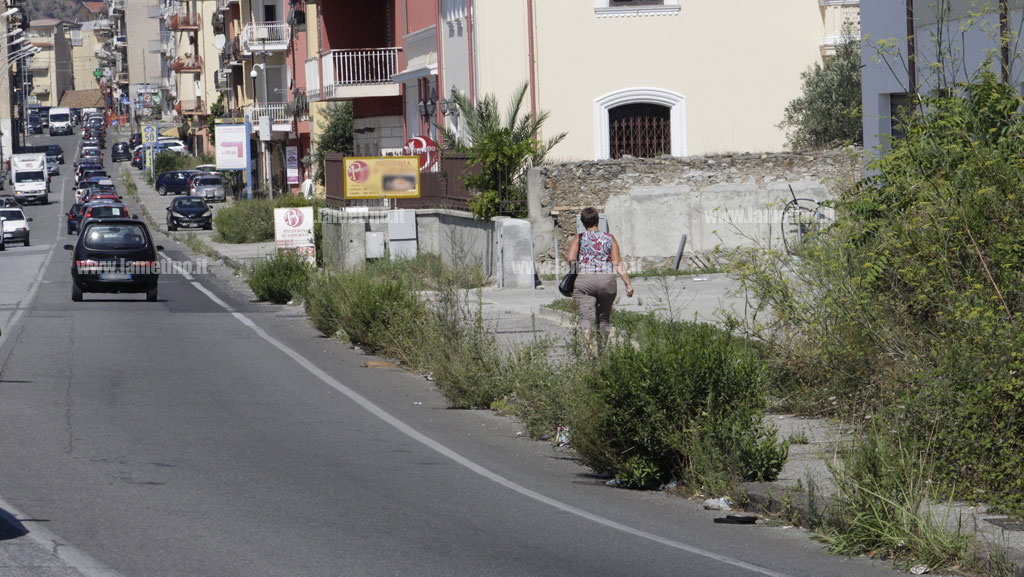 Lamezia, erbacce invadono marciapiedi su via Marconi