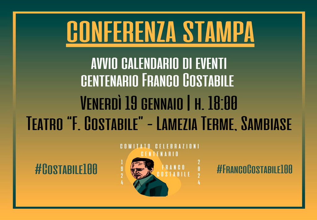 Lamezia, presentazione calendario eventi per centenario Franco Costabile il 19 gennaio