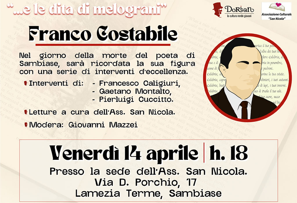 Lamezia, convegno su Franco Costabile il 14 aprile