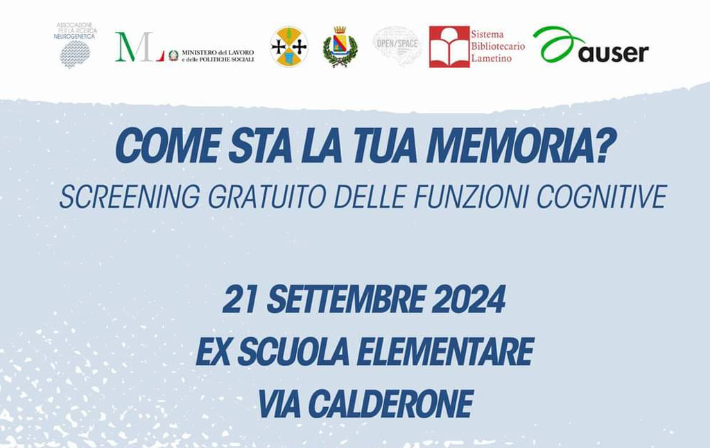 Progetto “Come sta la tua memoria? Prevenzione e Screening” a Feroleto Antico