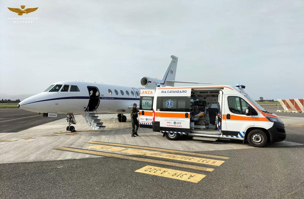 Trasporto sanitario urgente per un uomo in pericolo di vita da Lamezia a Pisa