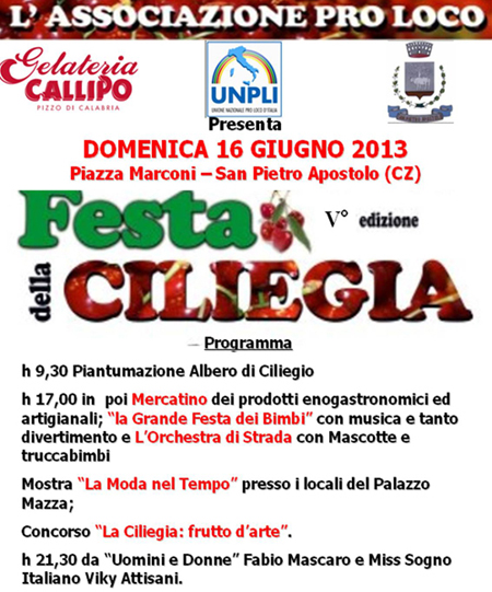 Calabria: Sabato e domenica festa della ciliegia a San Pietro Apostolo