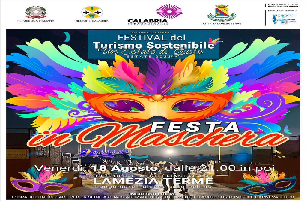Lamezia, serata in maschera per la seconda edizione del “Festival del Turismo Sostenibile” il 18 agosto