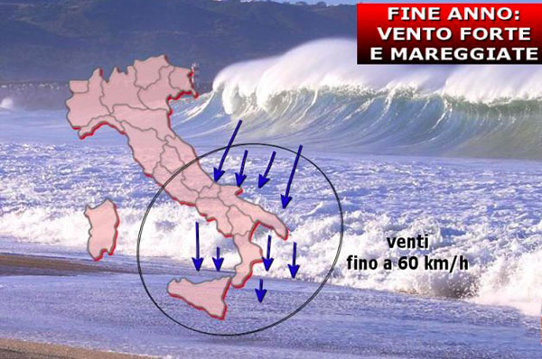 Crollo termico in Calabria per la fine dell'anno: in arrivo venti forti e mareggiate