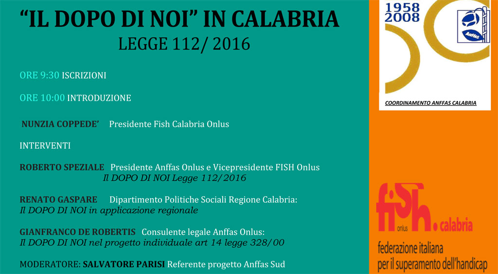 Lamezia: disabilità, incontro Fish Calabria il 1 luglio su legge 112/2016