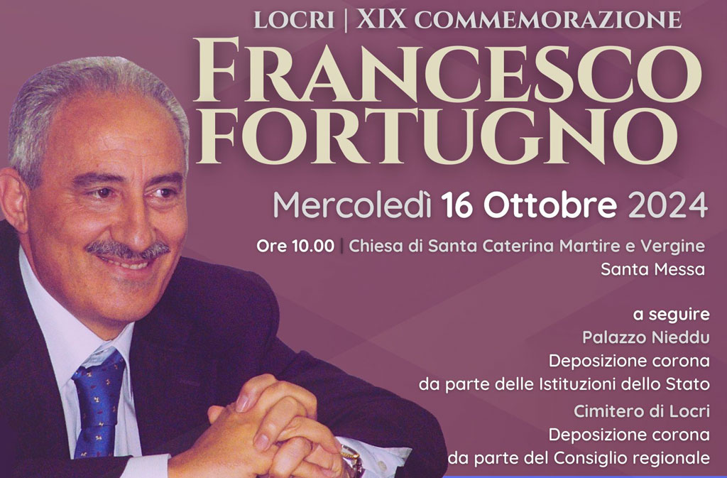 A Locri il 16 ottobre commemorazione di Francesco Fortugno
