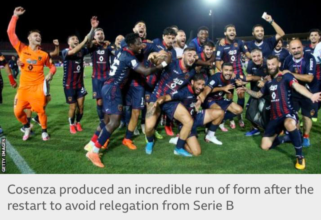 L'epica salvezza del Cosenza in serie B celebrata in un articolo della Bbc