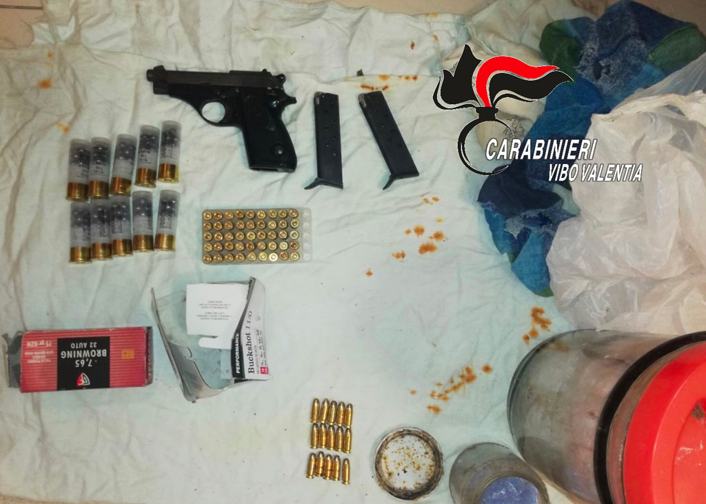 Trovato arsenale nascosto in una buca fra le piante del giardino, arrestati padre e figlio a Briatico 